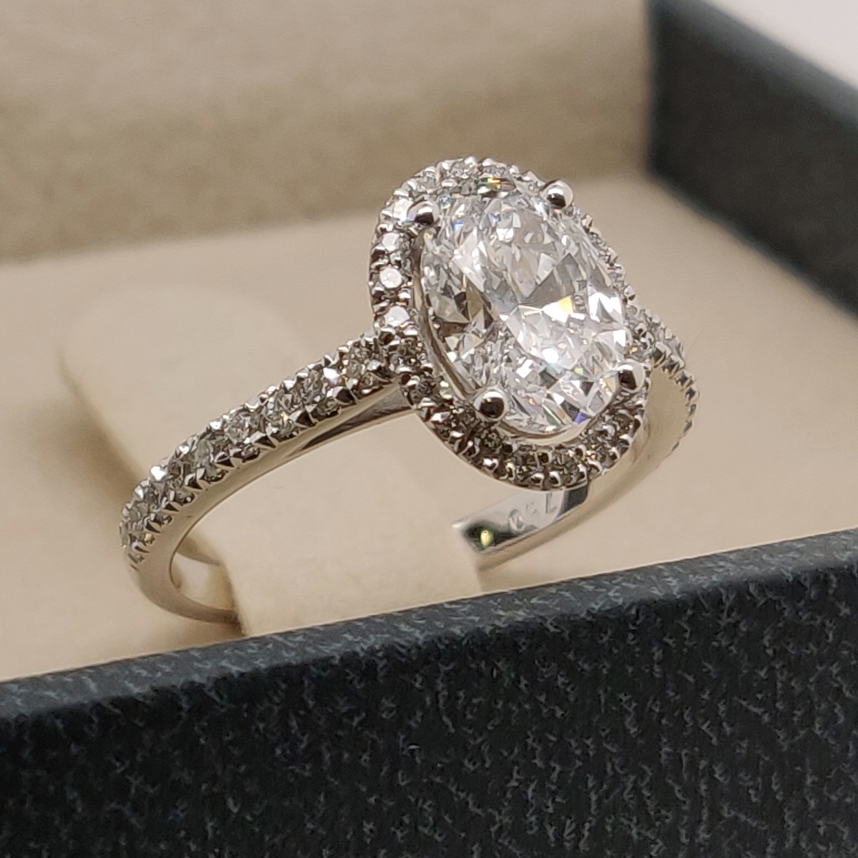 1.5 Ct Oval Natural Diamond Halo Engagement Ring 14K White Gold | eBay
