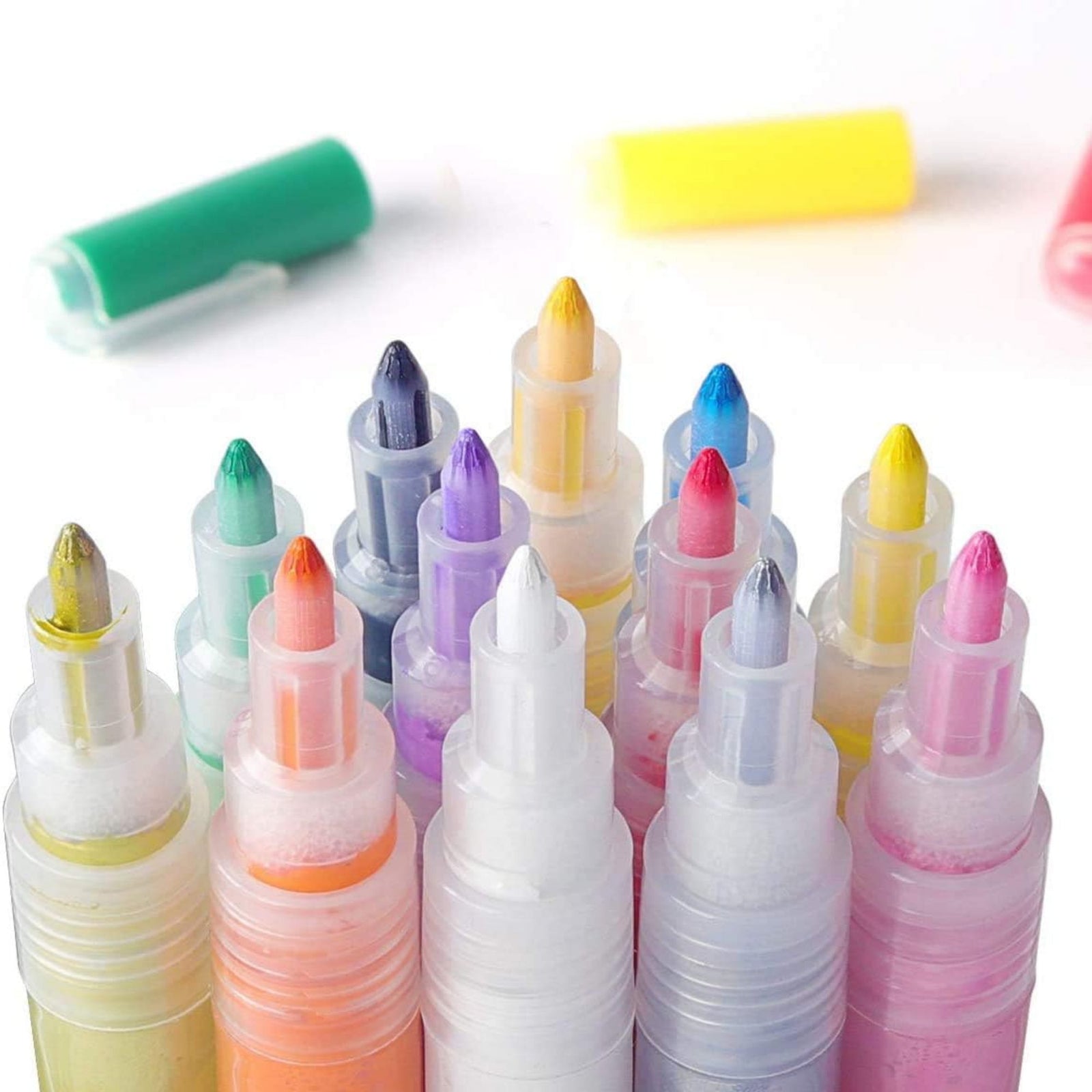 12/24 Colors Metallic Markers Paint Pens Art Writing Markers Paper Stone  Glass Wall Dual Tip Paint Pen Paper Stone Glass Wall