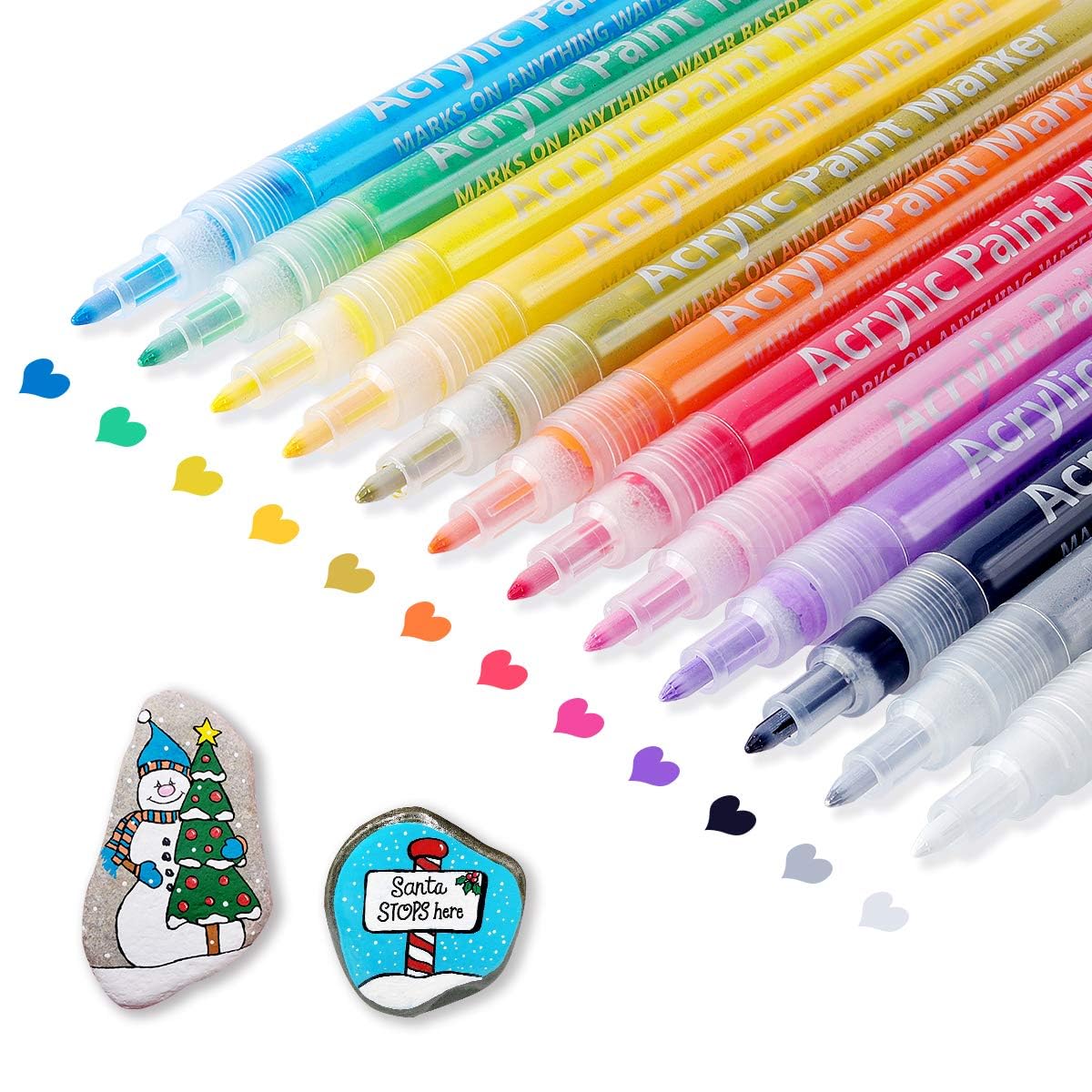 27 Paint Markers 12 White Markers 15 Permanent Oil Based Paint Marker for  Rock, Wood, Glass, Ceramic Painting 