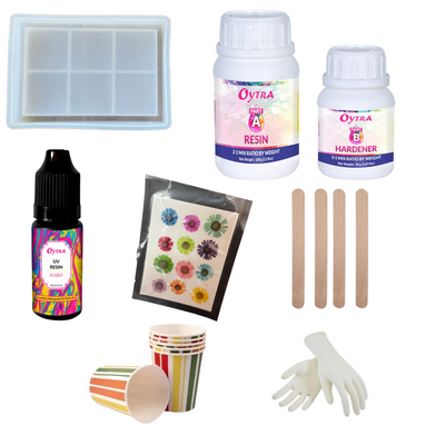 Resin Art kit For beginners, Diy resin Floral Tray, Oytra