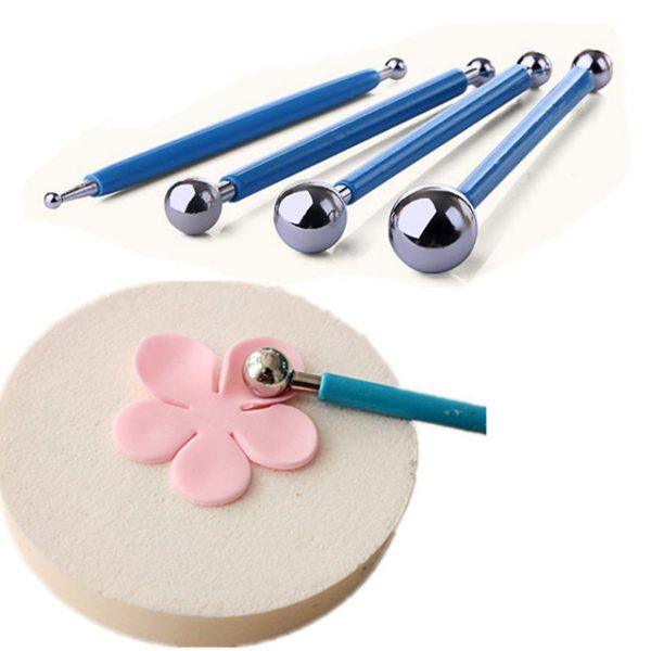  Modelling Ball Tools Set of 4 pcs, Stainless Steel Double-end  Dotting Tools Fondant Sugar Craft Decorating Flower Clay Modelling Tools  for Shaping and Sculpting (Blue): Home & Kitchen