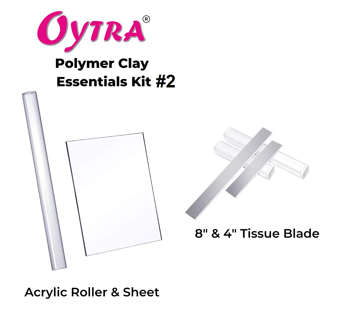 2 Pieces Acrylic Clay Roller Sculpting Clay Roller with 2 Pieces