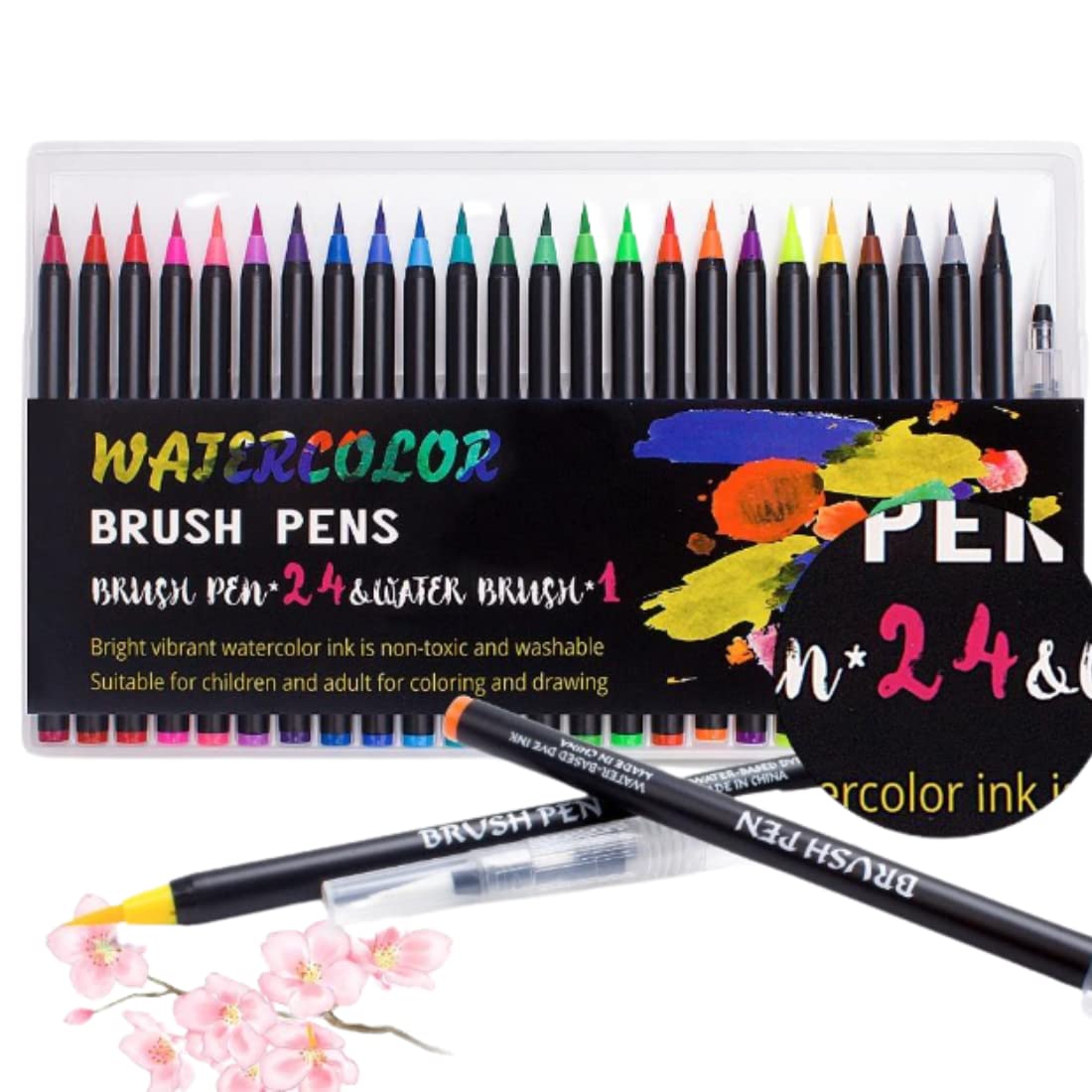 Tihoo 24 Colors Dual Brush Markers, Brush & Fine Tip Art Coloring