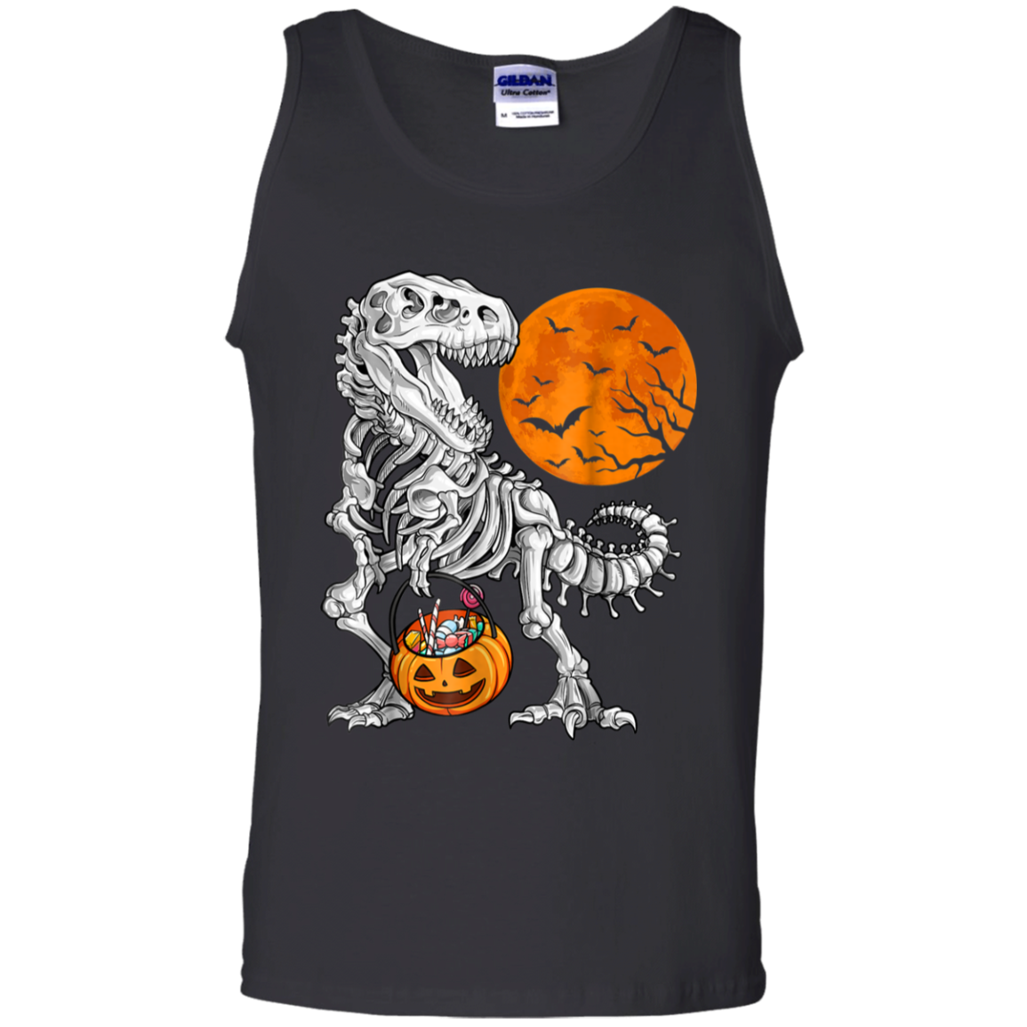 Halloween Dinosaur T Rex T Shirt Skeleton Pumpkin Moon Shirt G220 Tank Top