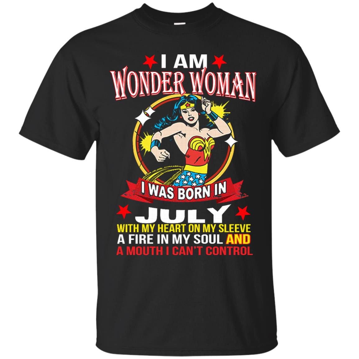 Wonder Woman Born In July Superhero Womans Sleeve T-shirt