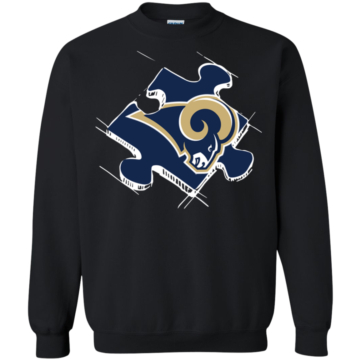 Angeles Rams Autism Puzzle G180 Crewneck Pullover 8 Oz.