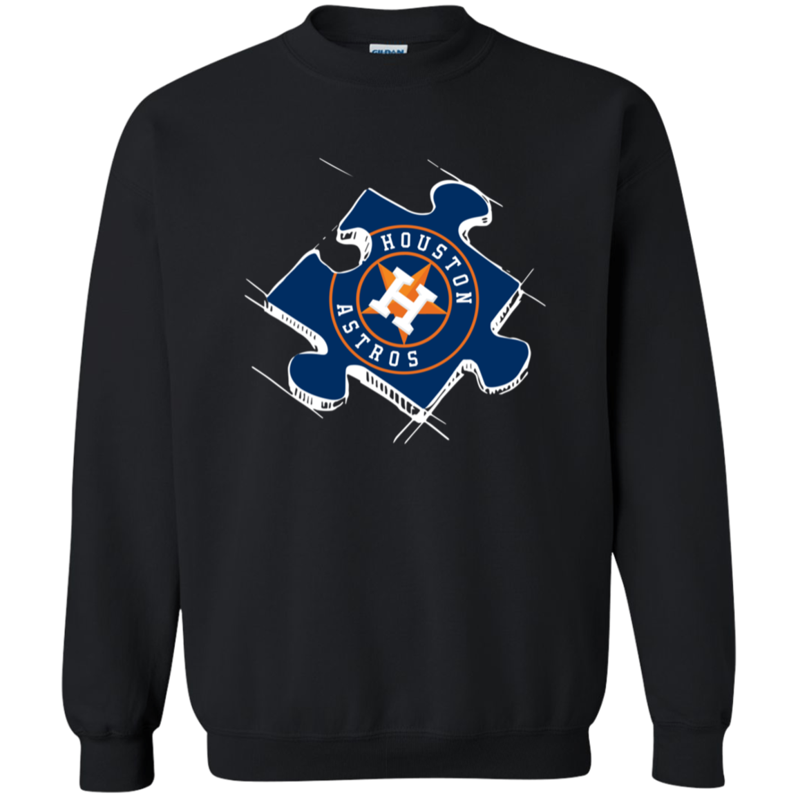 Houston Astros Autism Puzzle G180 Crewneck Pullover 8 Oz. Shirts