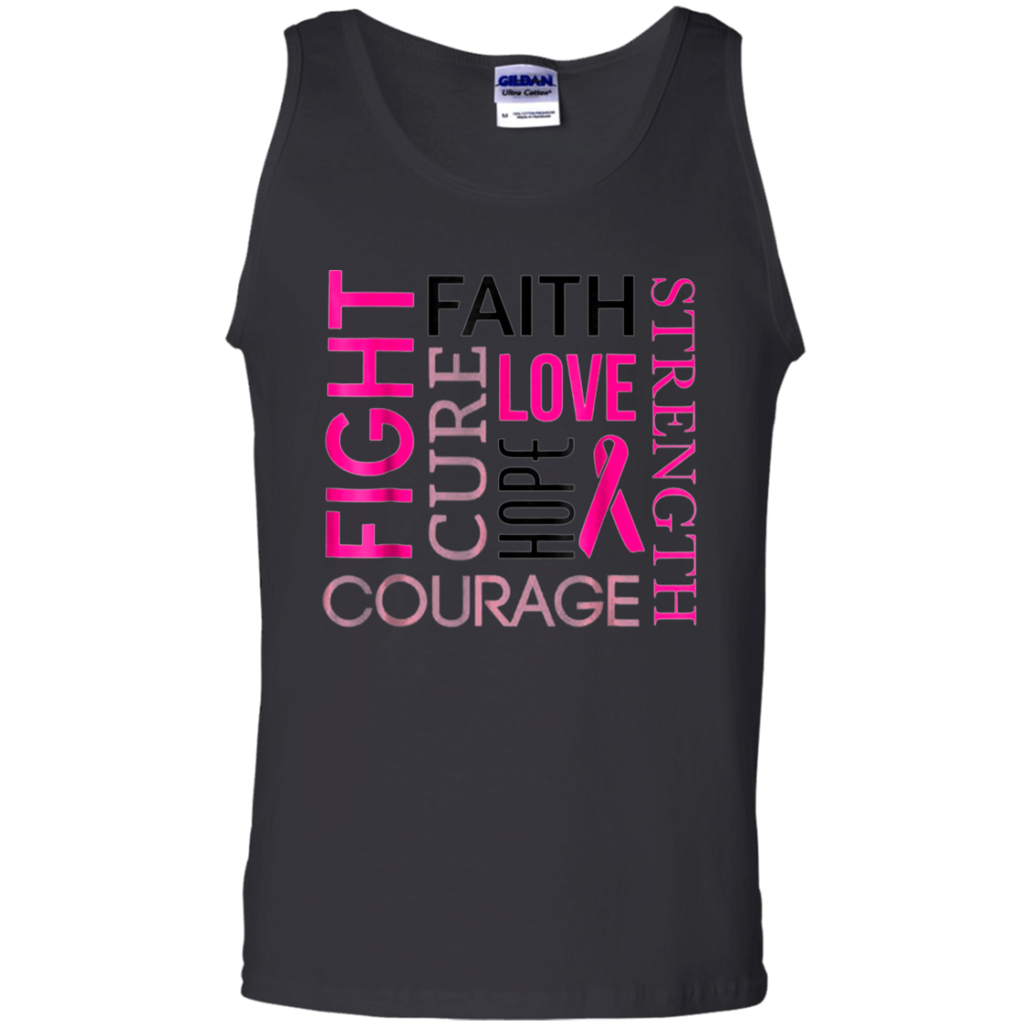 Breast Cancer Fight Tshirt Faith Love Hope Pink Ribbon Tee G220 Tank Top