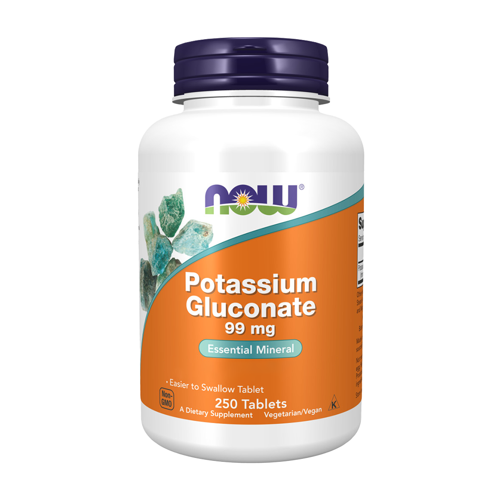 NOW Foods Kalium (Kalium) Gluconat 99mg (250 Tabletten) Vorderseite