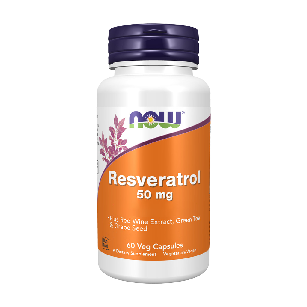 NOW Foods Resveratrol 50mg (60 capsules) Voorkant