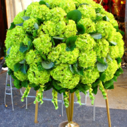 Luxurious green Viburnum puff floral design by Wiener Blumenkunst, capturing the essence of Austrian sophistication and sustainable practices in Vienna, Austria.