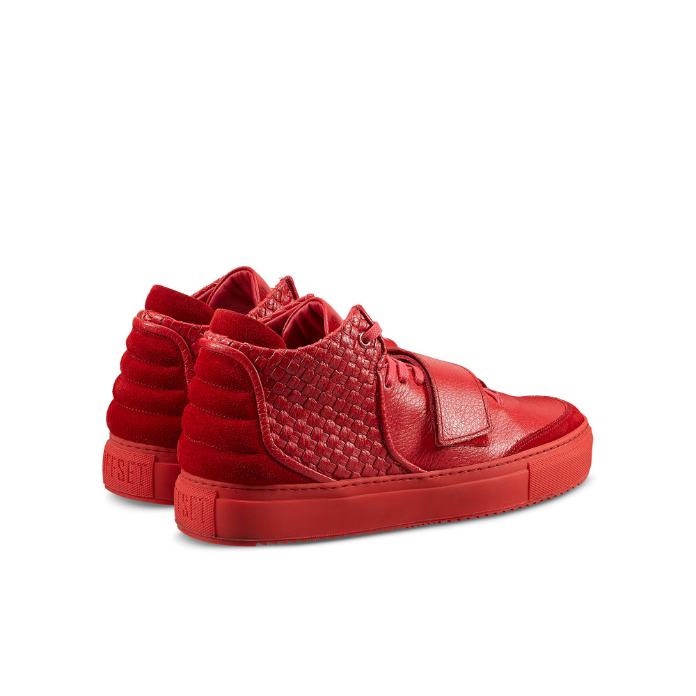 red leather sneakers