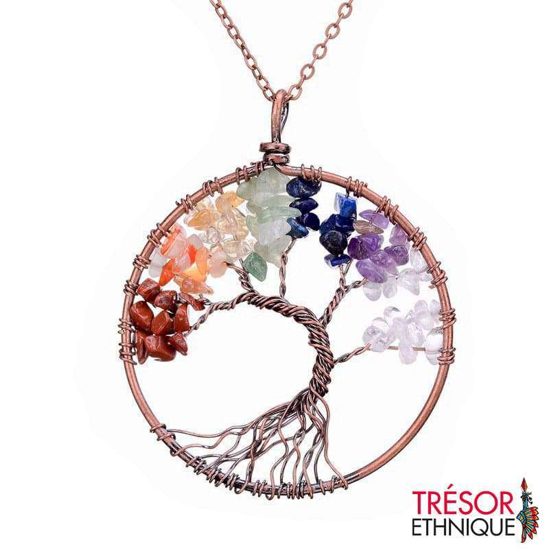 Pendentif Arbre De Vie Pierres Naturelles Tresor Ethnique