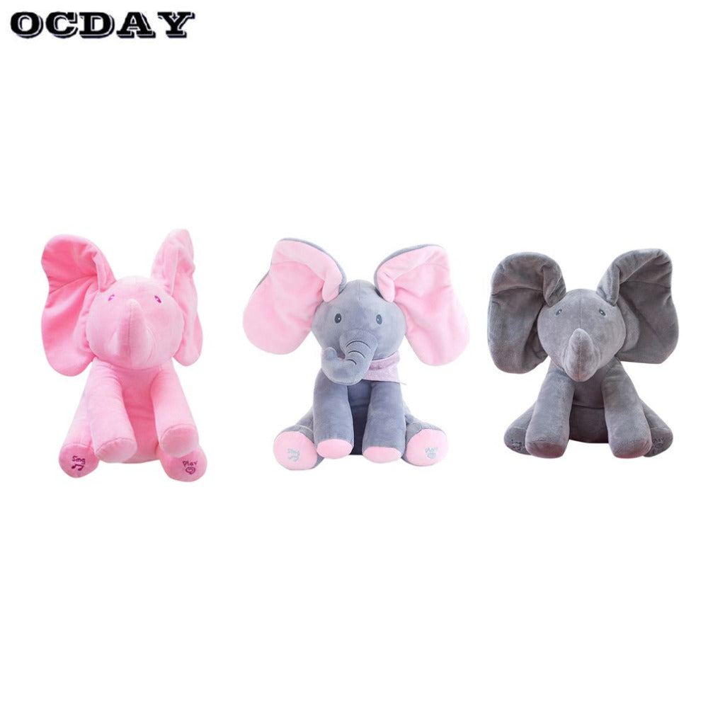 toy elephant that plays peek a boo