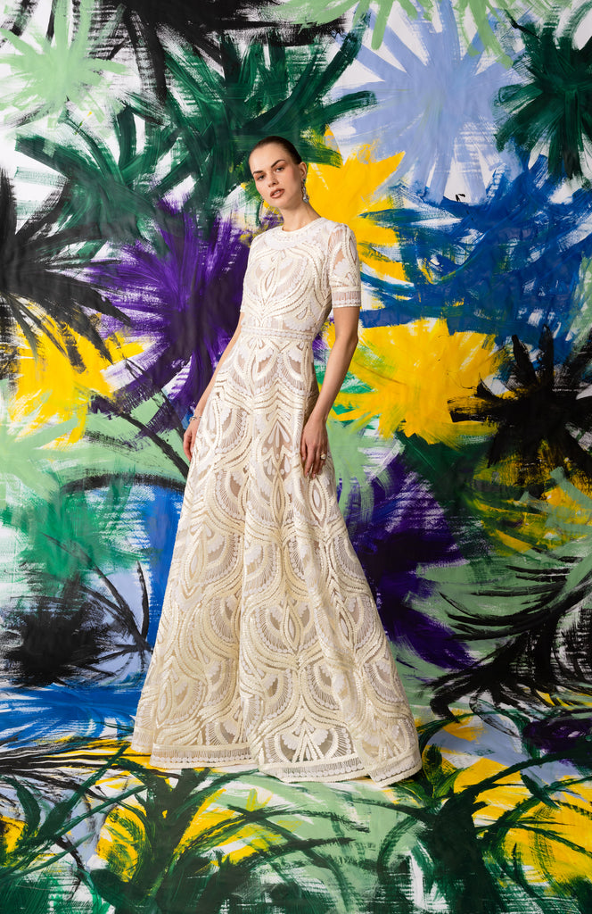 Naeem Khan ribbon embroidered bridal wedding dress Scotland