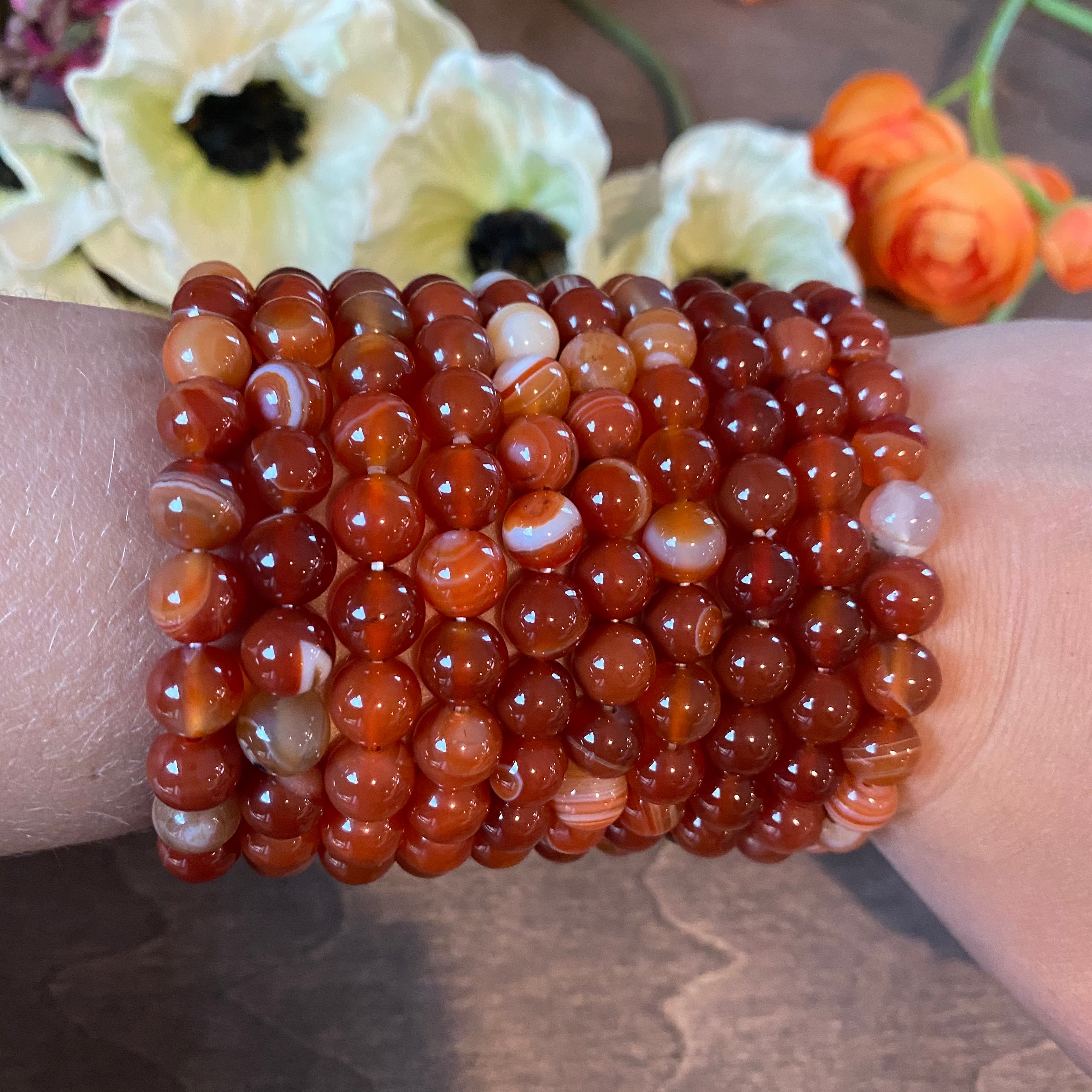 Blossom tiger's eye and carnelian bracelet