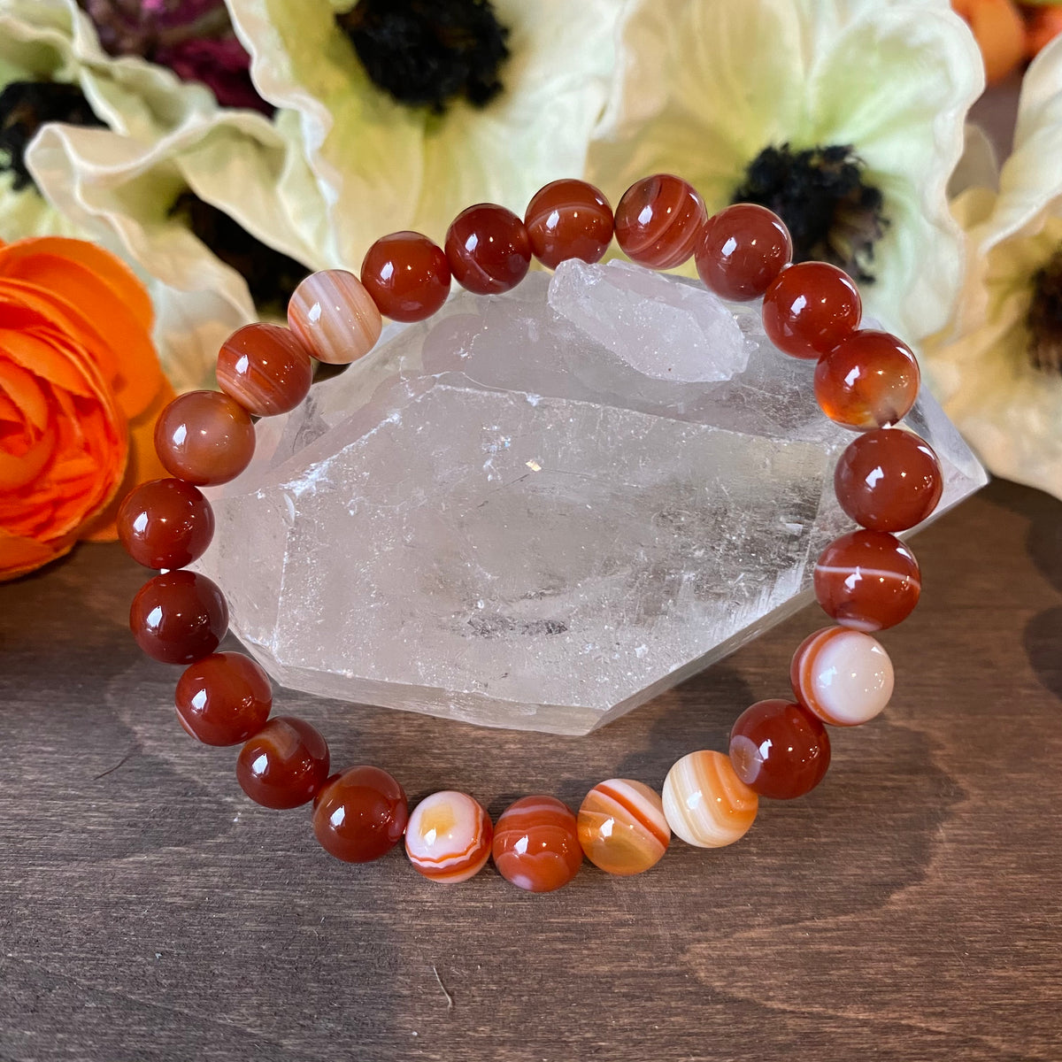 Blossom tiger's eye and carnelian bracelet