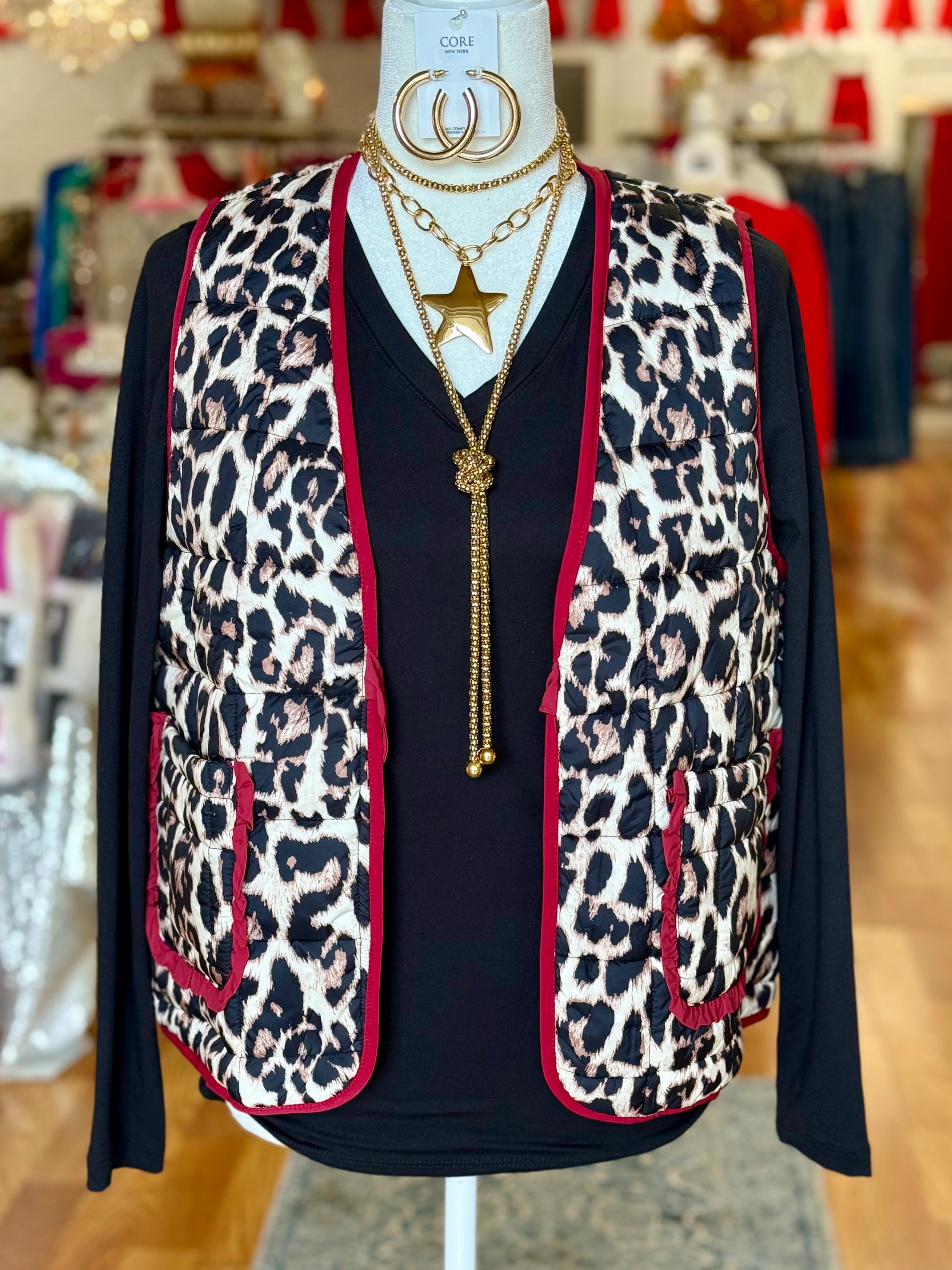 Leopard Printed Quilt Vest