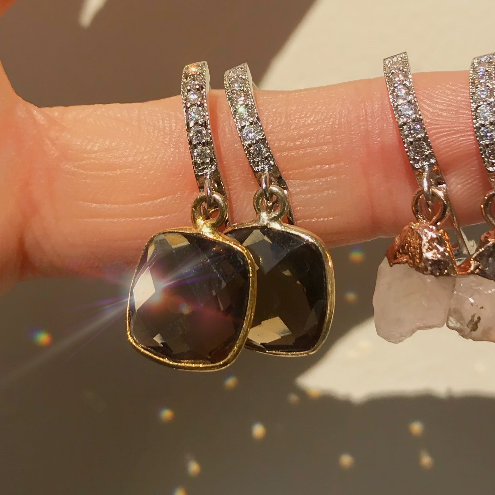 Smoky Quartz Huggie Earring