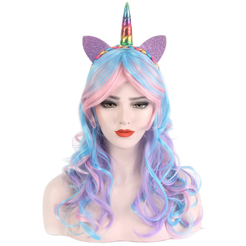 Unicorn wig with horns and ears for girls