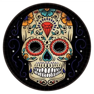 platos de calaveras de azúcar