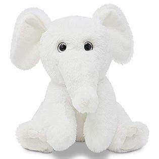 Elefante de peluche con peso blanco.