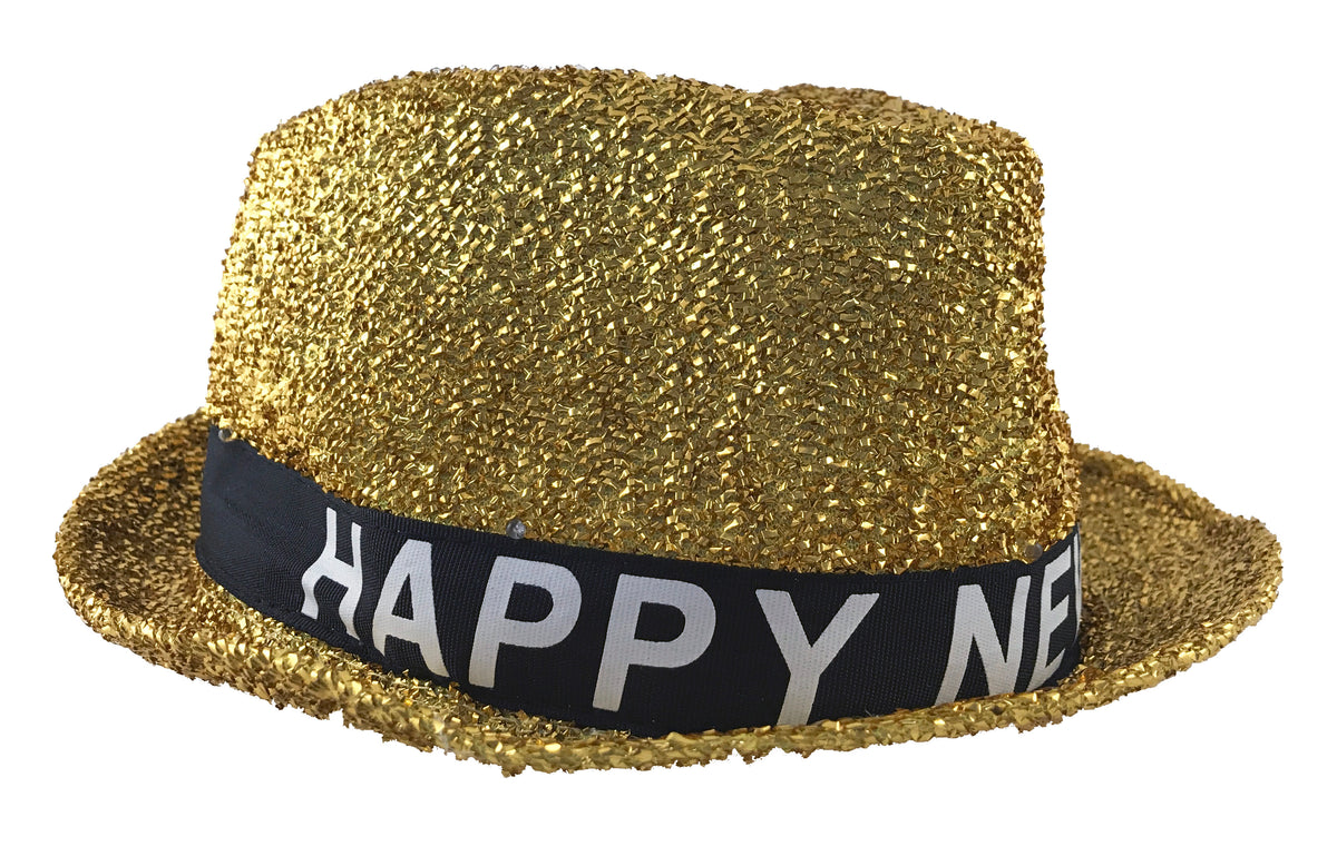 New Years Hat Happy New Years Eve Hat Light Up Gold Fedora KINREX LLC