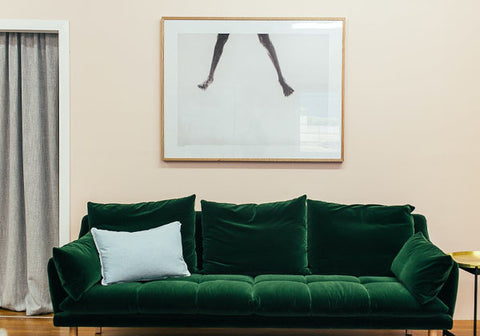 Green velvet couch