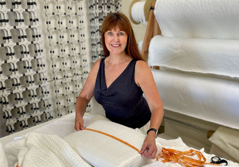 Susanne Flother, mattress designer, at work