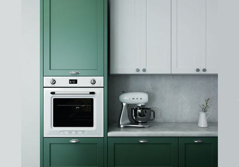 green and white kitchen