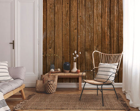 wood wall brown chairs