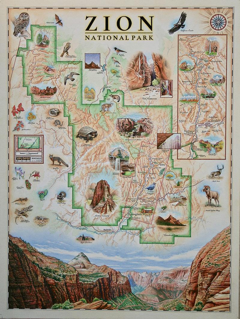 xplorer maps releases hand drawn zion national park map