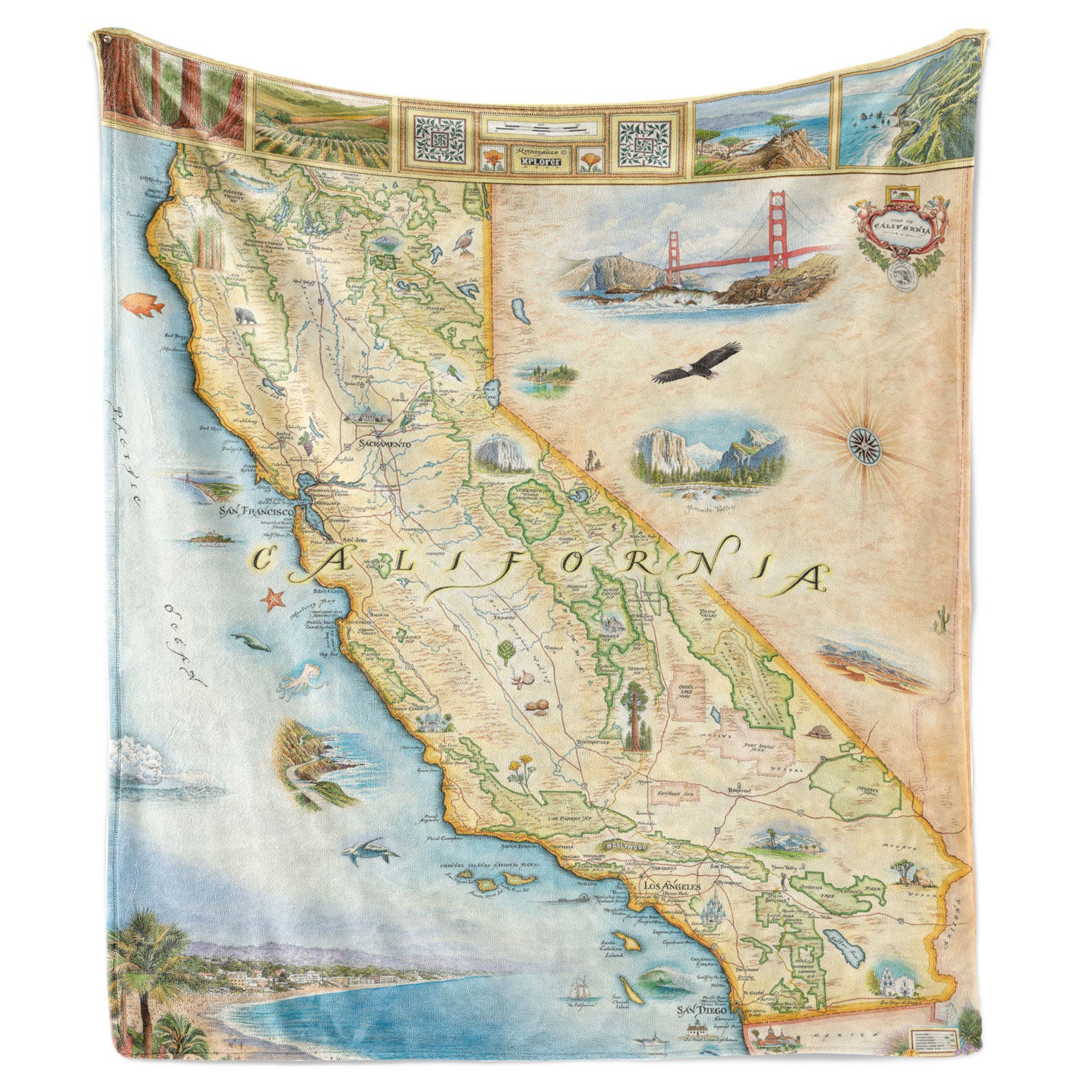 California State Map Fleece Blanket