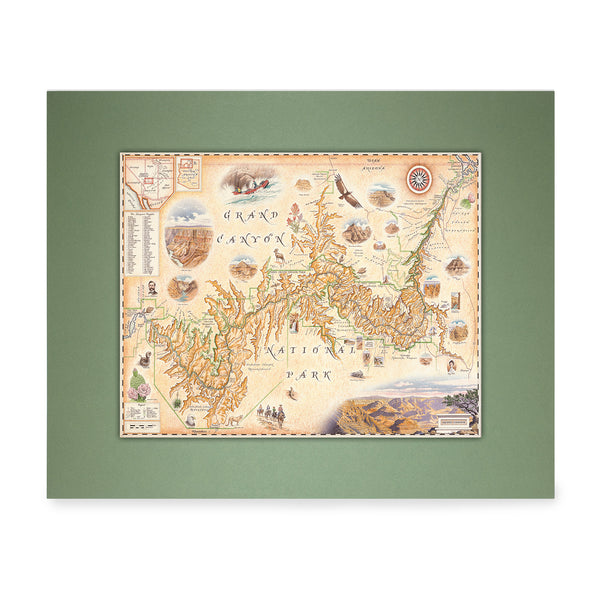 Grand Canyon National Park Hand-Drawn Map Poster - Authentic 24X18