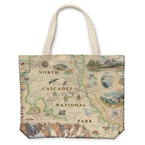 North Cascades National Park Canvas Tote Bags - Xplorer Maps
