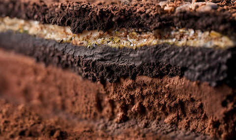 Close up photo of soil layers