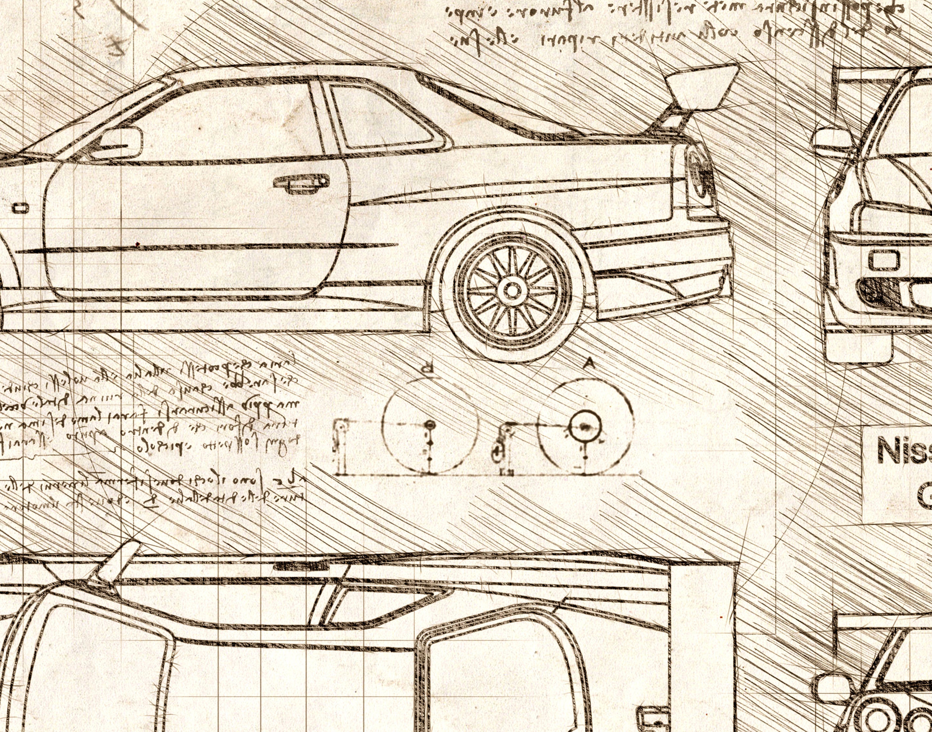 Nissan Skyline R34 Gt R C West 1999 Sketch Art Print Sketch Style Dolanpaperco