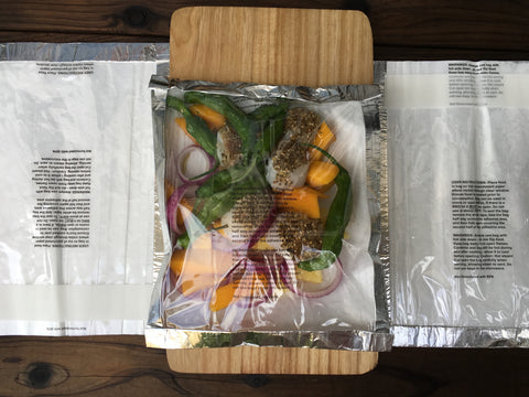 convenient meal prepped in grilling bag