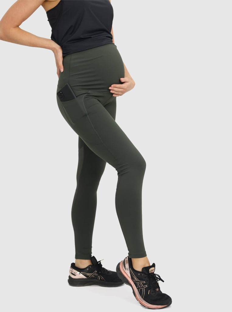 3/4 Length Olive Green Maternity Workout Legging – Angel Maternity USA