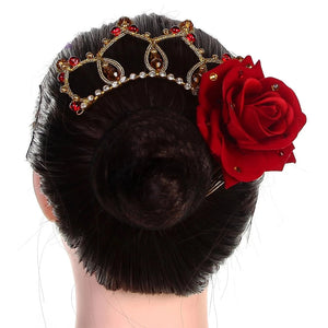 The Manuela Rose and Crystal Headpiece - Kitri Headpiece - Panache Ballet Boutique