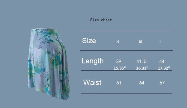 size chart for floral ballet skirt