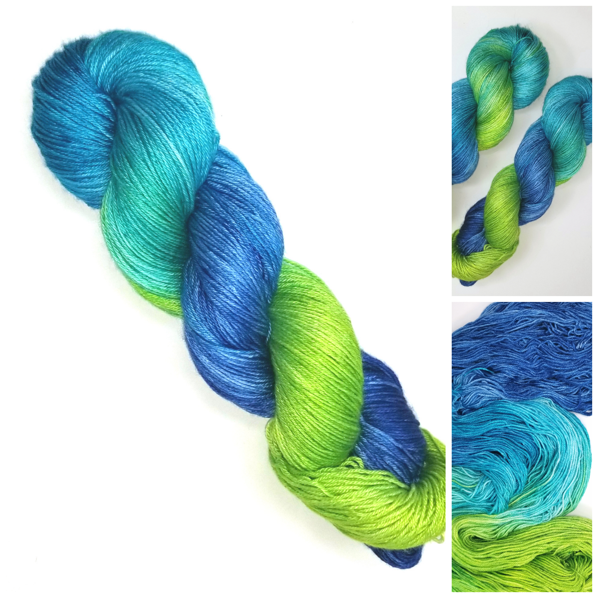 Summer Park Hand Dyed Yarn Indigo Blue Green Blue Barn Fiber