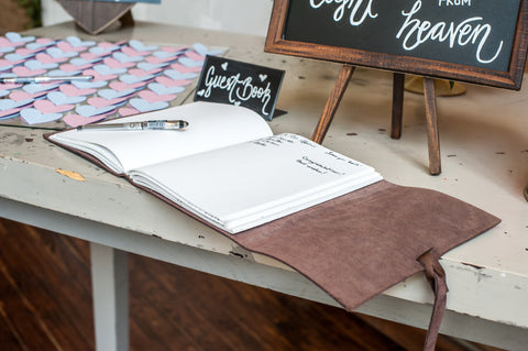 Personalized Leather Wedding Guest Books from Ox & Pine Leather Goods