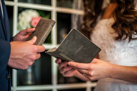 Wedding Personalized Leather Pocket Journal Vow Books - Ox & Pine Wedding Ideas