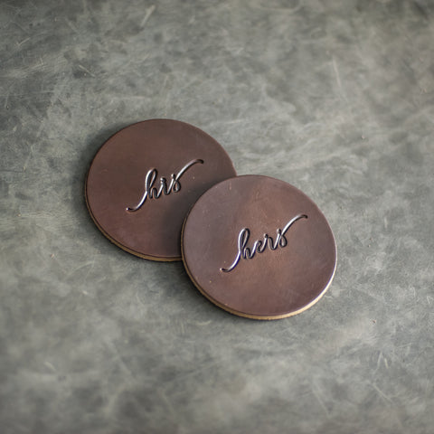 Personalized Leather Coaster Set His and Hers - Ox & Pine Leather Goods