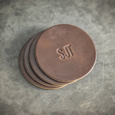 Personalized Leather Coasters - Ox & Pine Leather Goods