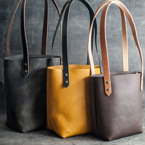 Leather Tote Bags - Small, Medium, and Large - No Closure - Ox & Pine Leather Goods 