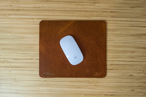 Personalized Leather Mouse Pads by Ox & Pine Leather Goods