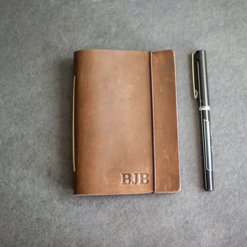 Personalized Leather Pocket Journal by Ox & Pine Leather Goods