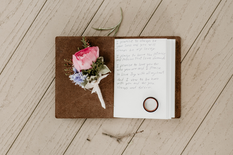 Wedding photo with Ox and Pine Leather Vow Books - Patrick Spurlock Photography